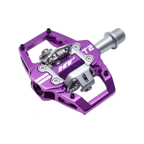 HT T2 Dual Sided Clipless Platform Pedals 9/16" Chromoly Axle Alloy Body Purple