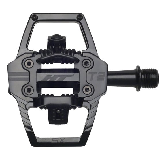 HT T2-SX BMX Dual Sided Clipless Platform Pedals 9/16" Alloy Body Stealth Black