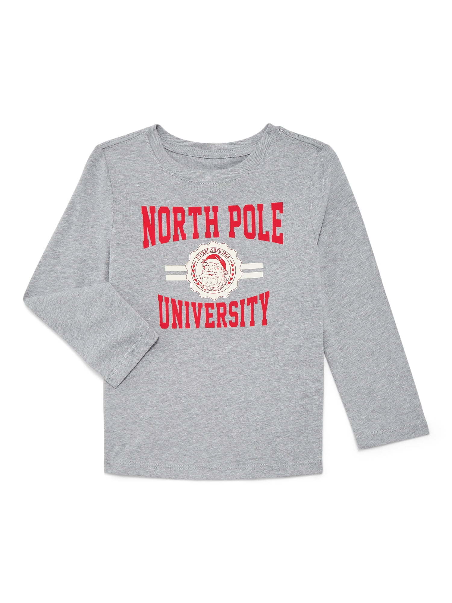 Holiday Time Toddler Boys or Girls Christmas Tee with Long Sleeves, Sizes 12M-5T