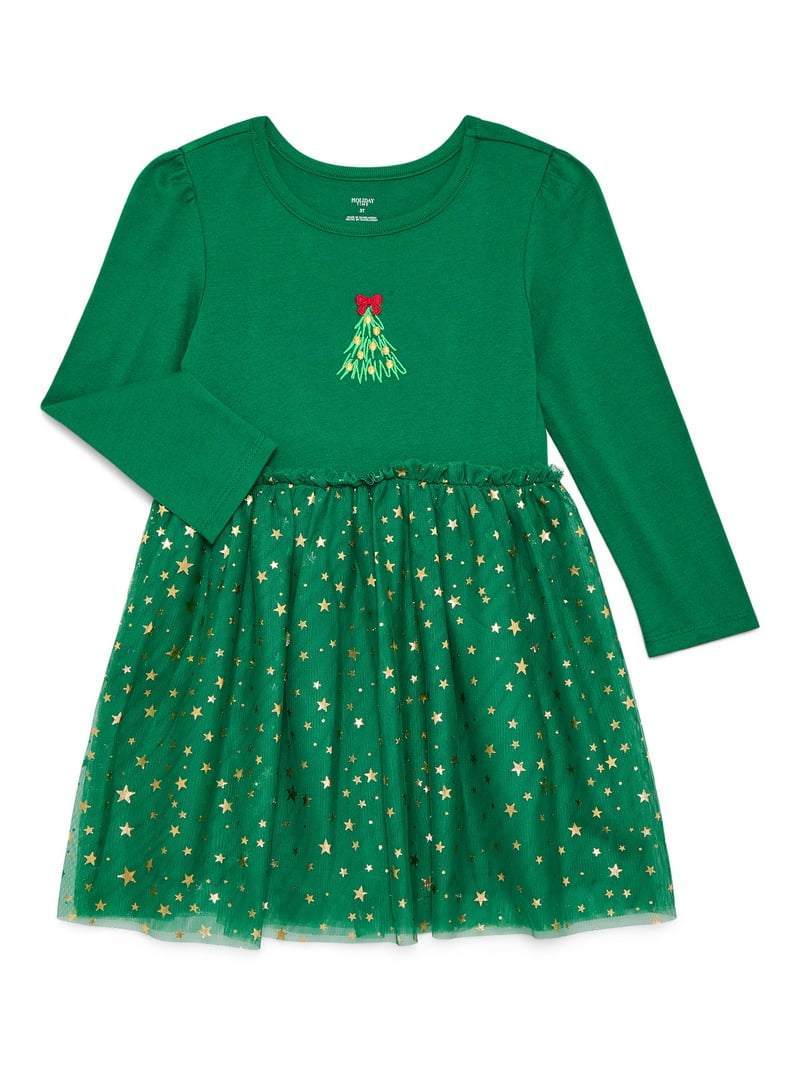 Holiday Time Toddler Girls' Christmas Tutu Dress with Long Sleeves, Sizes 12M-5T Holiday Time Toddler Girls' Christmas Tutu Dress with Long Sleeves, Sizes 12M-5T