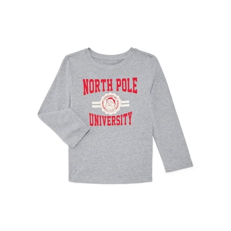 Holiday Time Toddler Boys or Girls Christmas Tee with Long Sleeves, Sizes 12M-5T