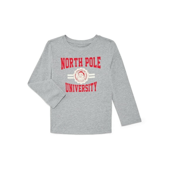 Holiday Time Toddler Boys or Girls Christmas Tee with Long Sleeves, Sizes 12M-5T