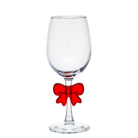 White Wine Glass with Bow Holiday Time