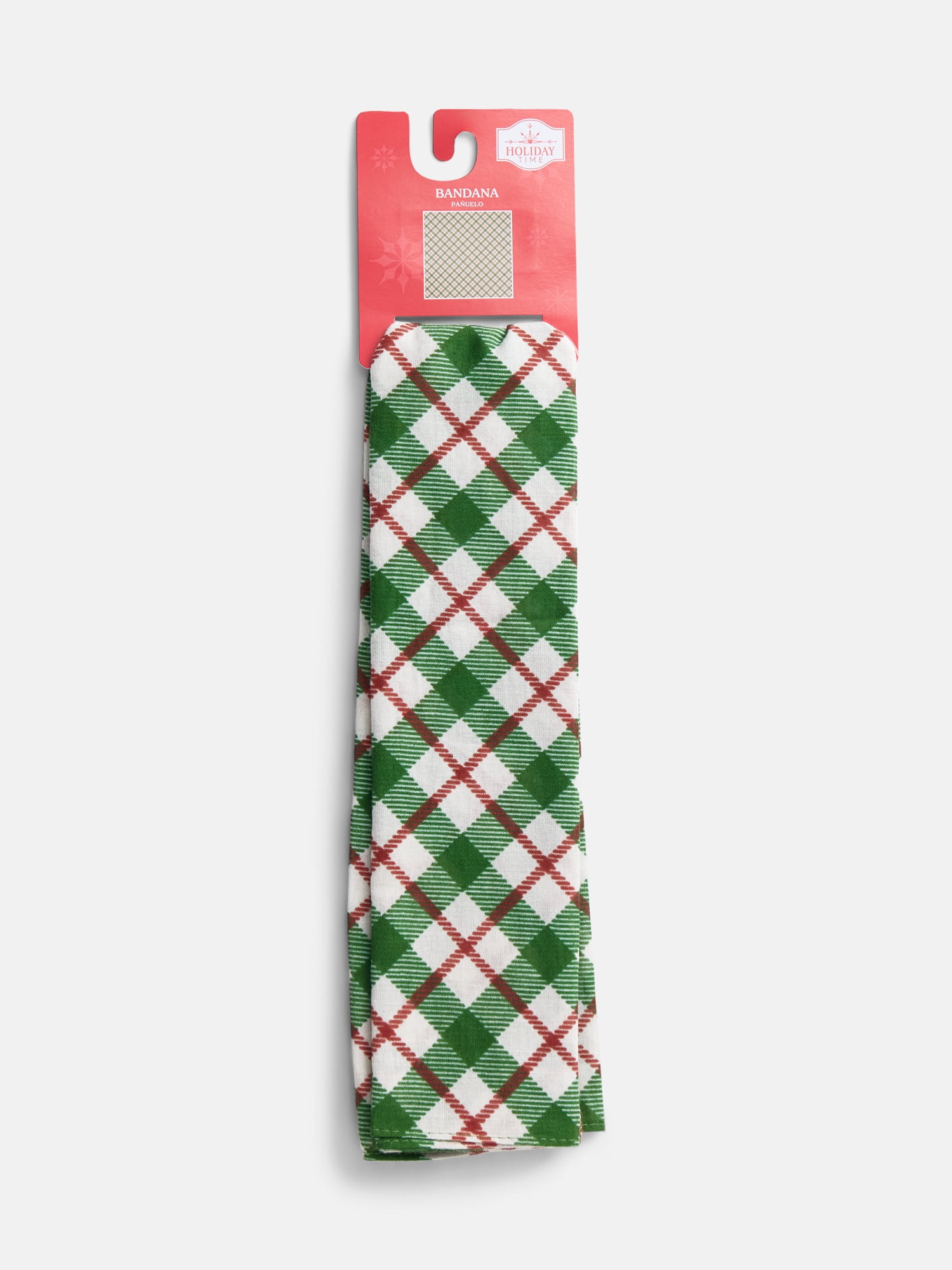 Holiday Time Woven Winter Plaid Bandana, Once Size, Ivory/Multi, Cotton
