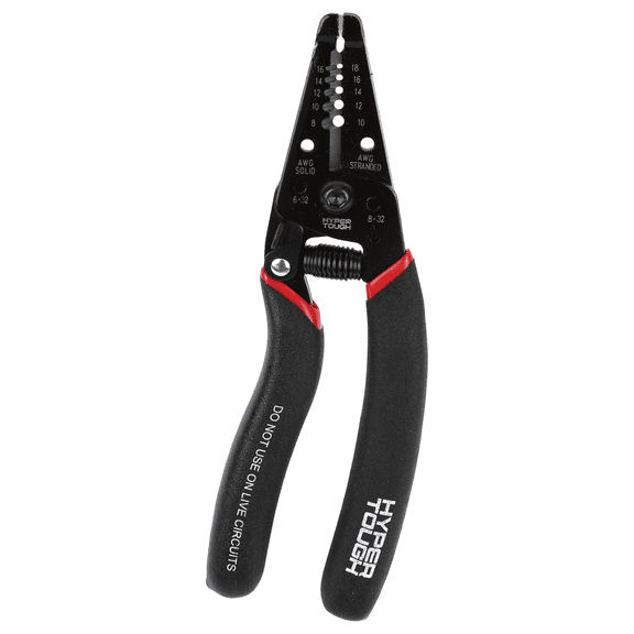 Hyper Tough Wire Stripper Pliers, Solid 8-16 AWG and Stranded 10-18 AWG, with Locking Latch