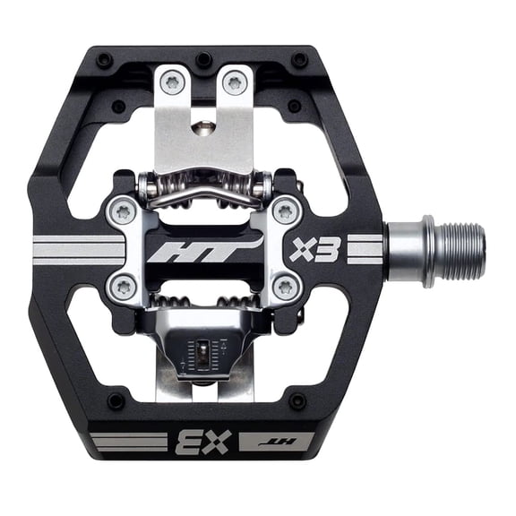 HT X3 Dual Sided Clipless Platform Pedals 9/16" Chromoly Axle Alloy Body Black