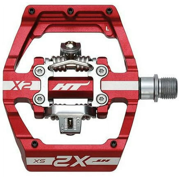 HT Components X2-SX BMX-SX Pedals, Body: Aluminum, Spindle: Cr-Mo, 9/16'', Red, Pair