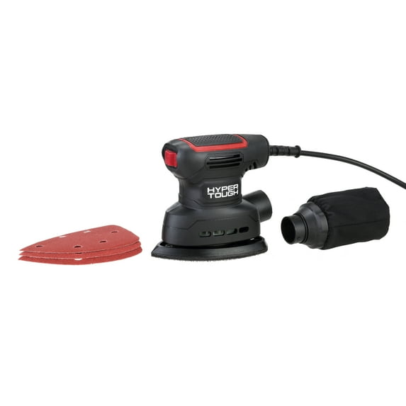 Hyper Tough 1.6 AMP Corded Detail Sander with Dust Bag & 3 Sanding Sheets (60, 80 & 120 Grit), New Condition, AQ20069G