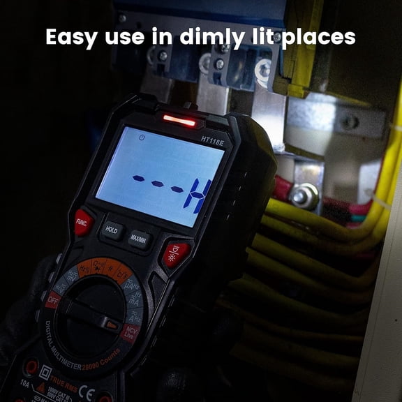 HT118E Digital Multimeter TRMS 20000 Counts with Higher Resolution Auto-Ranging Voltmeter Accurately Measures Voltage Current Resistance Diodes Continuity Duty-Cycle Capacitance Temperature