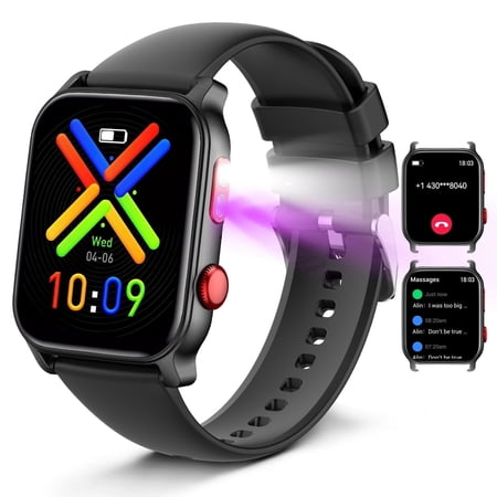 Smart Watch 466*466 Bluetooth Call,Make/Answer Calls,IP68 Waterproof,150+ Sports Modes,Fitness Tracker,Heart Rate Sleep Monitor,Weather,Message Reminder,Smartwatch for Android iOS
