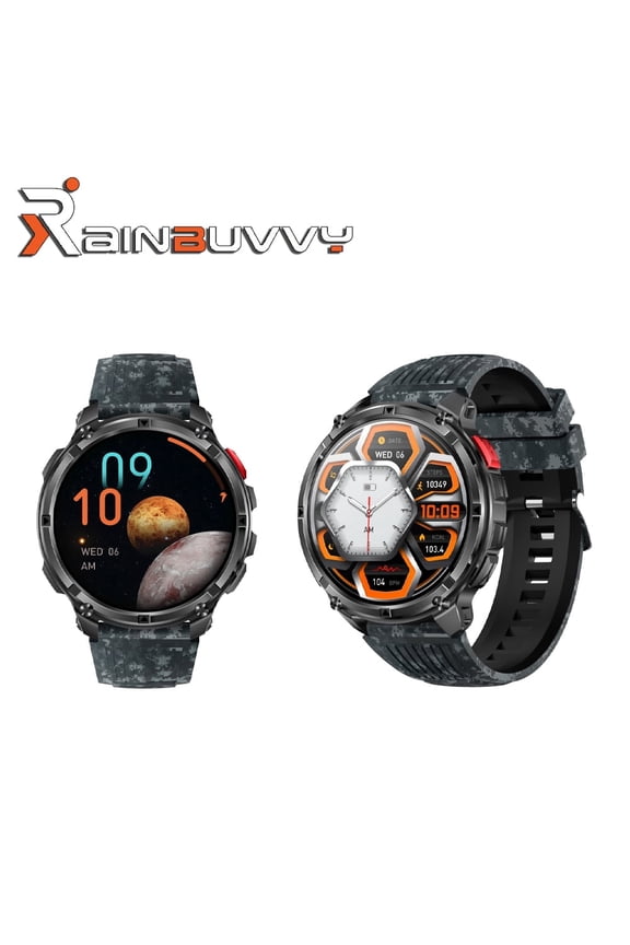 HT33 Smart Bluetooth Watch 1.7-inch IPS Screen Flashlight Compass 1100mAh Health Tracker Compatible with iOS or Android Phone Connection Available in Multiple Colors