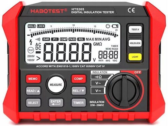 HT5205 Insulation Resistance Tester Digital Megaohm Meter High Voltage Electrical Insulation Resistance Meter