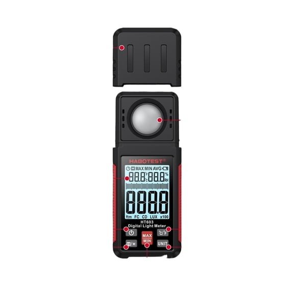 HT603 Lux Light Meter Digital Illuminance Meter Handheld Temperature Measurer With Ran Up To 200,000 Lux Luxmeter ,Long time use