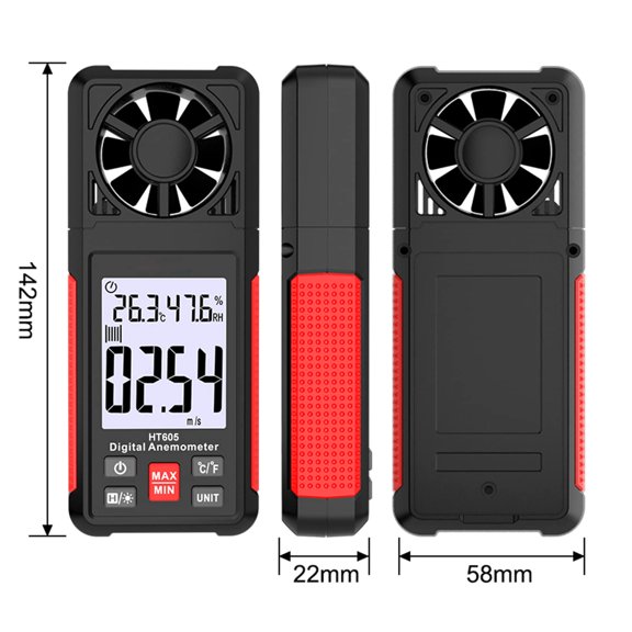 HT605 Digital Anemometer, Handheld Wind Gauges Wind Speed Meter with Big Backlight LCD Screen, Air Flow Meter for Sailing Surfing Drone Flying RC Plane Golf Shooting HVAC$$Garden & Patio