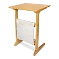 thumbnail image 1 of HTB C Shaped End Table Bamboo, Side Table with Storage Pocket, Couch Tables That Slide Under for Small Space Sofa Laptop Coffee Snack Bedside, 1 of 7