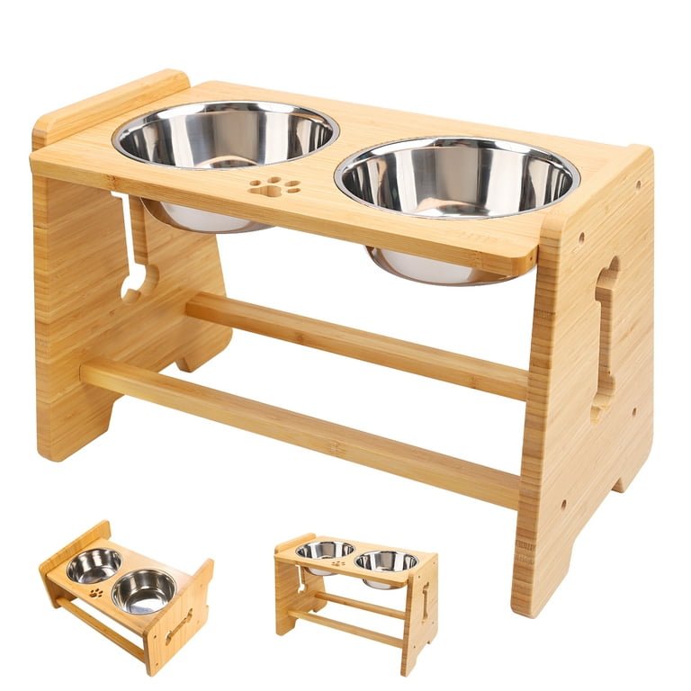 HTB Elevated Dog Bowls,Adjustable Dog Bowl Stand Adjusts to 2