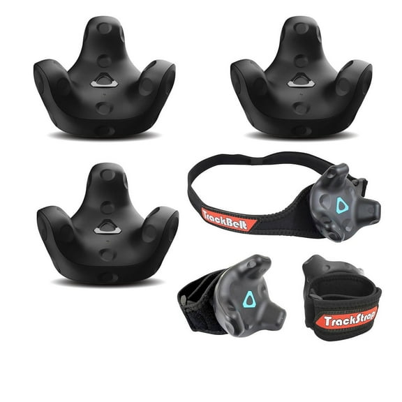 HTC 3 Pack VIVE Tracker (3.0) Bundle with Base Station 1.0, Rebuff Reality TrackBelt + 2 TrackStraps Full Body Tracking VR Bundle