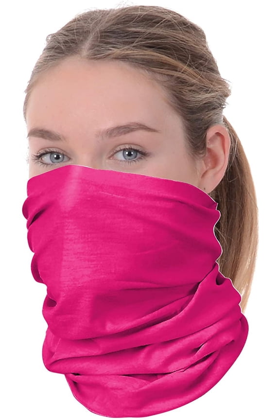 HTC 3 pk Set: Reusable Face Masks,Gaiters for Adults,Mouthcover,Many Colors (One Size, 3 Hot Pink)