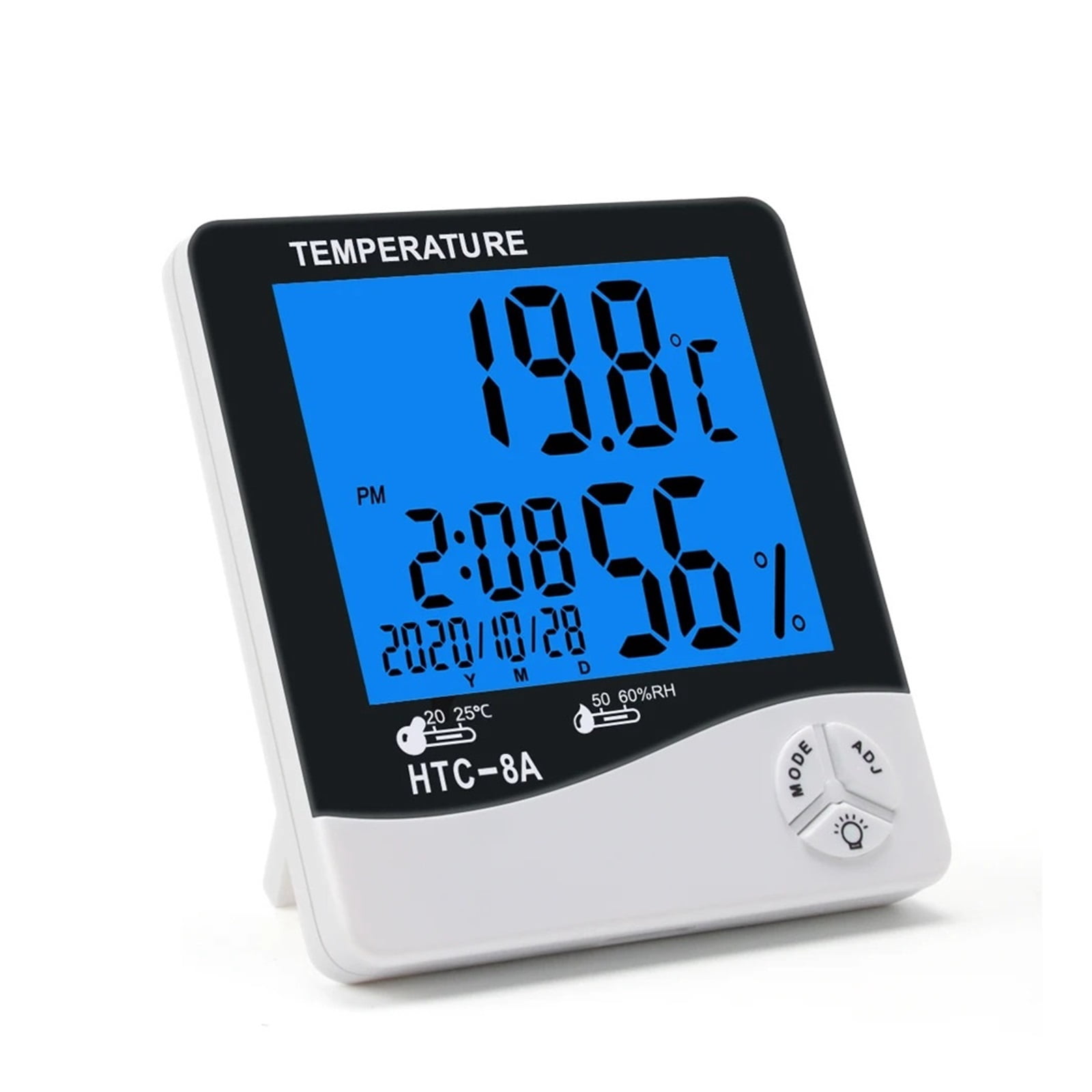 HTC-8A LCD Digital Temperature Humidity Meter Indoor Outdoor Moisture Temperature Sensor Alarm Clock With Backlight
