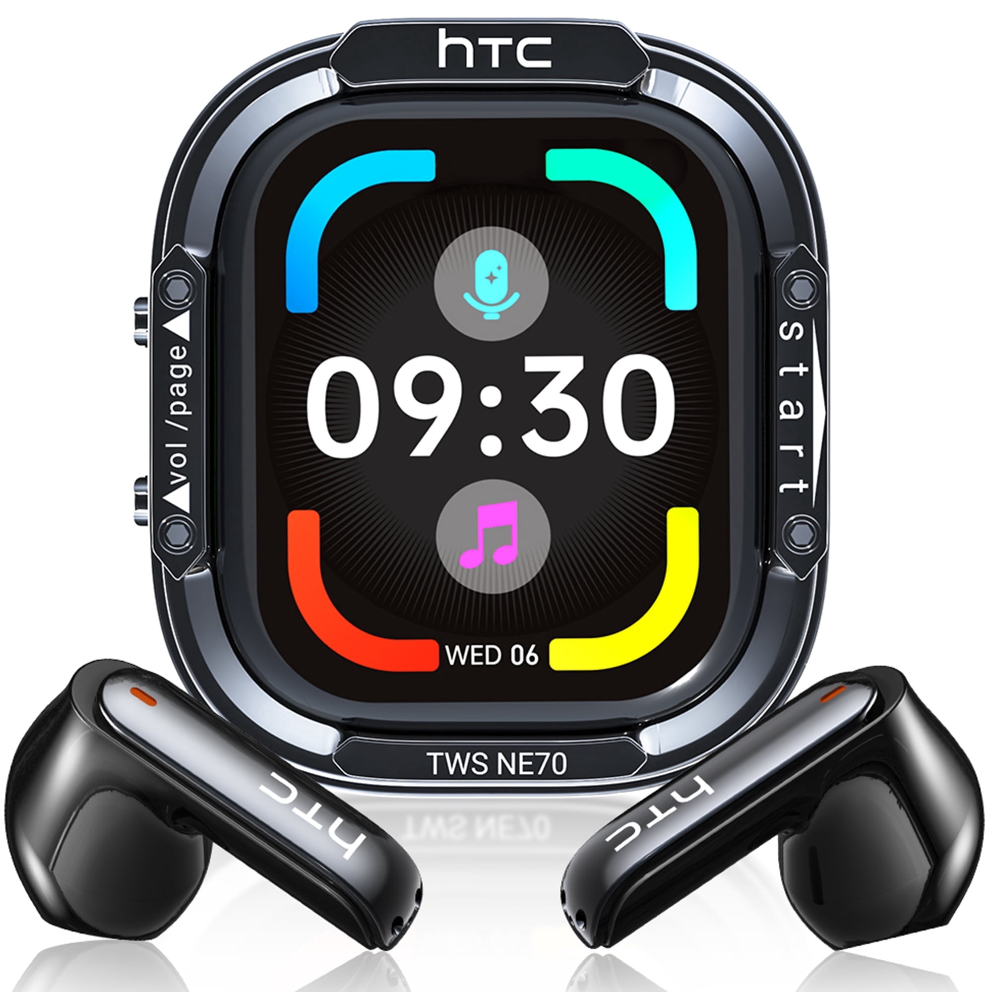 HTC Ai Touch Screen Wireless Earbuds Bluetooth Headphones with Translator 50H Playtime, Noise Cancelling Headphones with Mic IPX5 Waterproof in Ear Earphones for Pad Android/iOS