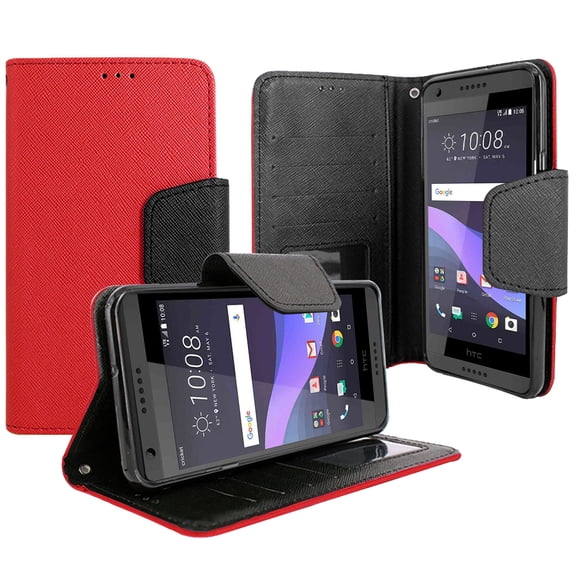 HTC Desire 555 / 550 Magnetic flap Streak Leather Wallet Pouch Case Cover
