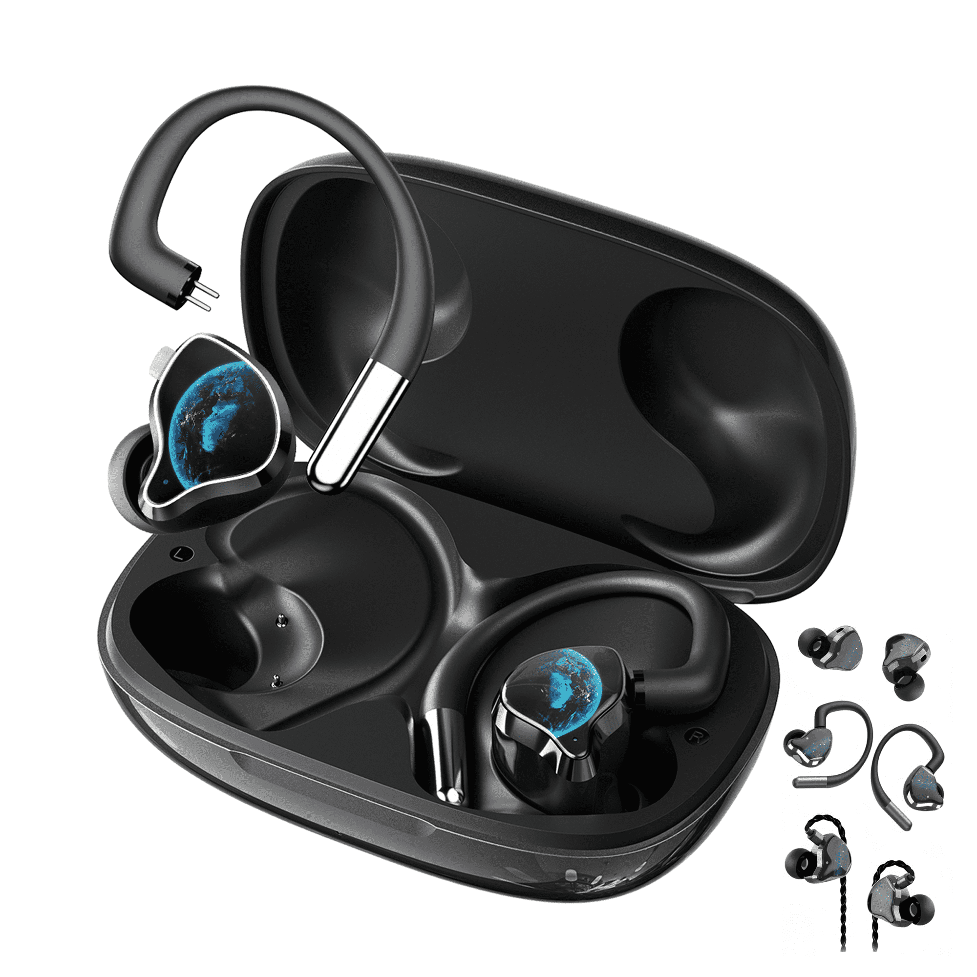 HTC Earbuds 3 in 1 Detachable Earbuds In-Ear/Over-Ear/Wired Headphones with ANC Noise Canceling Bluetooth Multipoint Connection