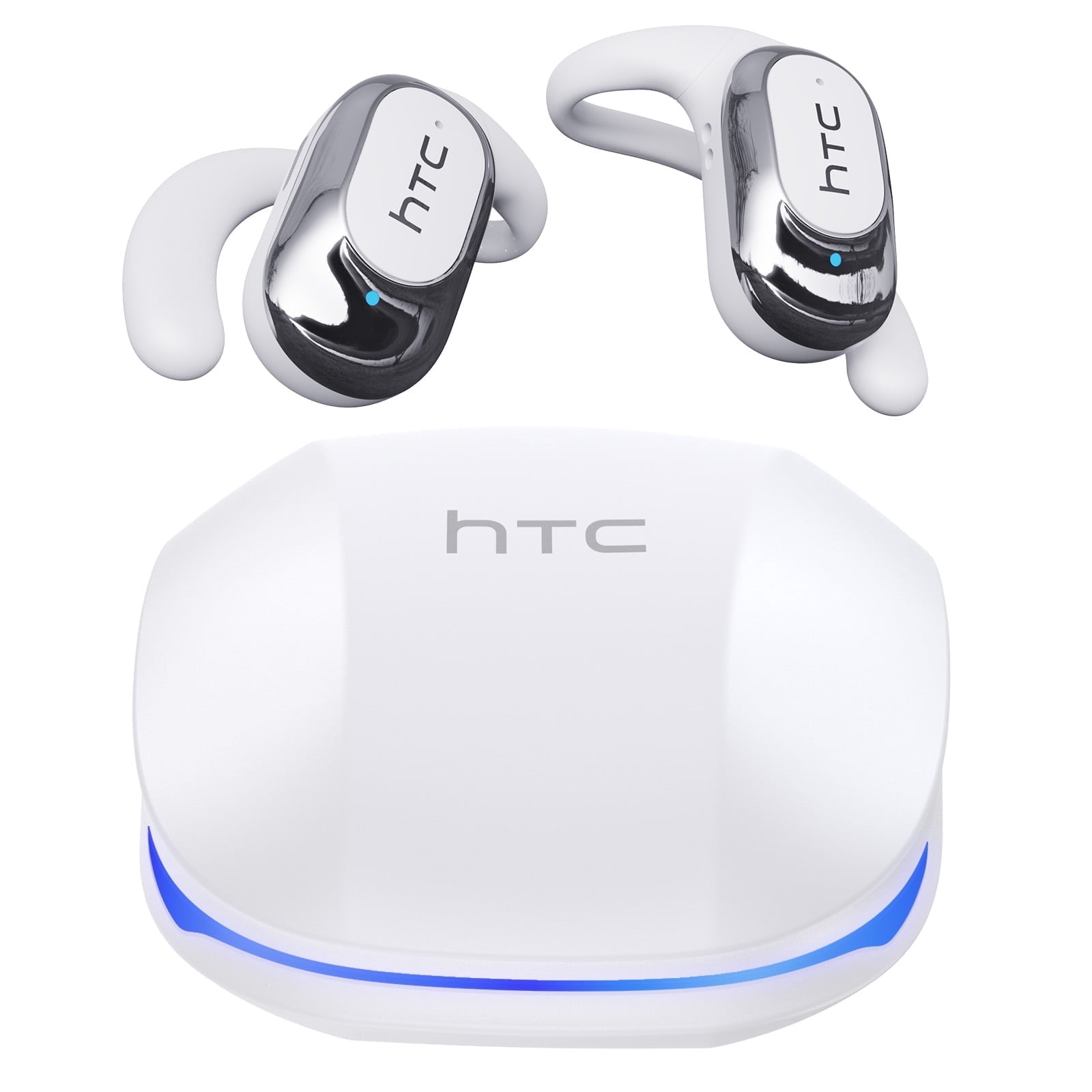 HTC NE17 Translation Headphones Open Ear Headphone Bluetooth 6.0 for Sports HD Stereo Sound Waterproof White