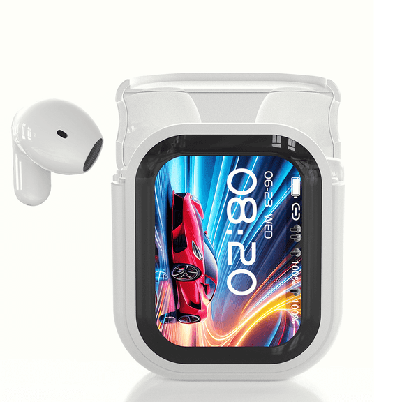 HTC NE20 Translation Bluetooth Earbuds with LED Touchscree in-Ear Earphones for Sports HD Stereo Sound Waterproof IPX4 White