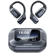 HTC NE25 Open Ear Earbuds with LED Display Screen AI Translation Bluetooth 5.4 Earphones Wireless Translator Earbuds for Running