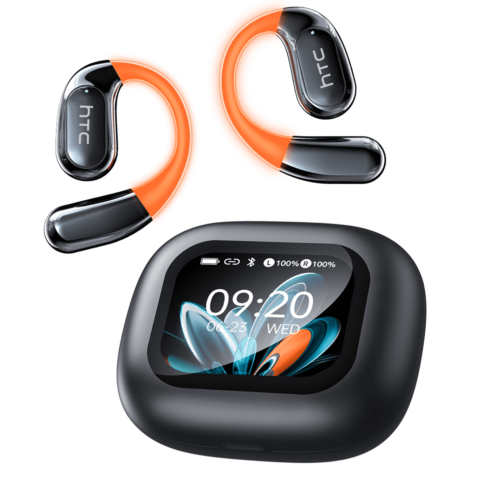 HTC NE27 Wireless Earbuds with LCD Touchscreen for Gaming Wireless Bluetooth6.0 Headphones AI Translation 134 Languages Real-time