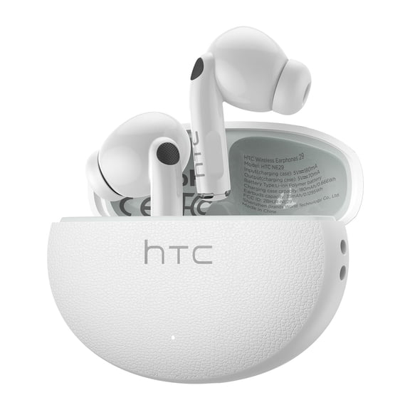HTC NE29 Wireless Bluetooth 6.0 Open In-Ear Earbuds, AI Translator, Noise-Cancelling Headphones, 130+ Languages, 24H, White