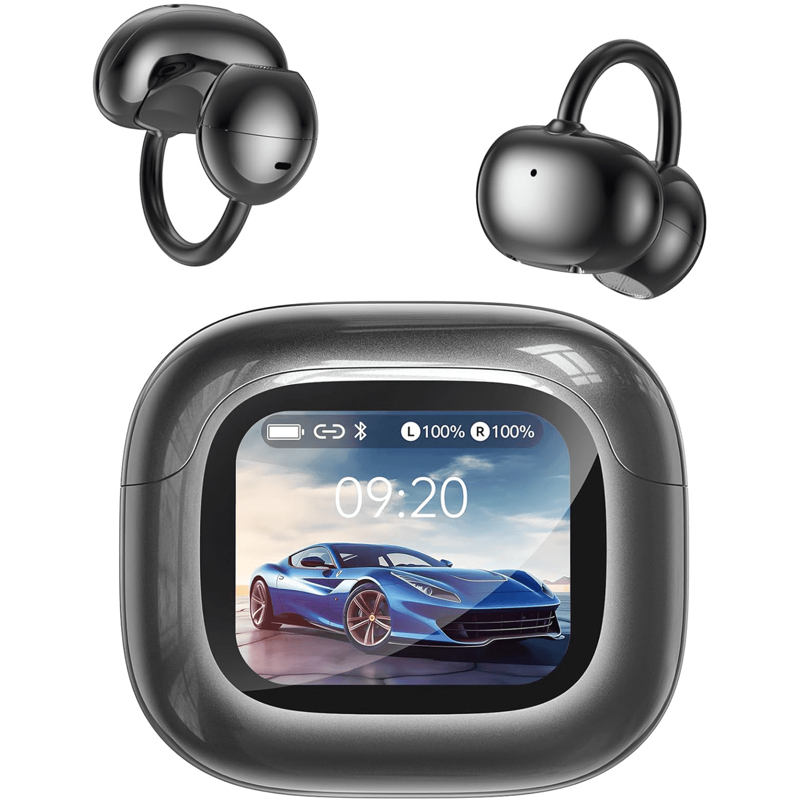 HTC NE32 AI Translation Headphones 130 Languages with App Instant Translator Headphones, Bluetooth 6.0 Headphones with LCD Screen