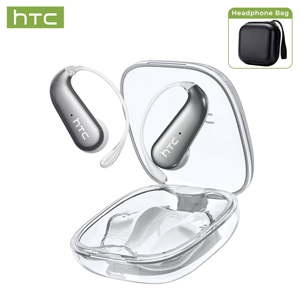 HTC NE38 Bluetooth 6.0 Open-Ear Earbuds, AI Translator, Noise-Cancelling, 130+ Languages, 40H Playtime, IPX5 Waterproof, Beige+Earbud Case