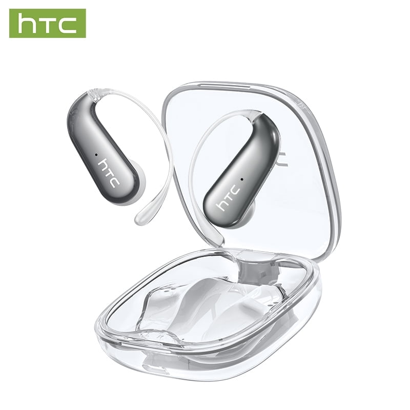 HTC NE38 Bluetooth 6.0 Open-Ear Earbuds, AI Translator, Noise-Cancelling, 130+ Languages, 40H Playtime, IPX5 Waterproof, Beige