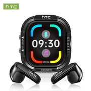 HTC NE70 AI Translation Bluetooth Earbuds, Real-Time Language Translator with Smart Touch Screen Charging Case, Wireless Earphones with Mic, Black