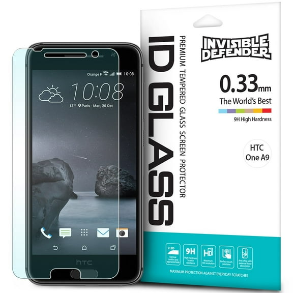 HTC One A9 Screen Protector - Invisible Defender Glass [TEMPERED GLASS] The Ultimate Clear Shield for High Definition Quality