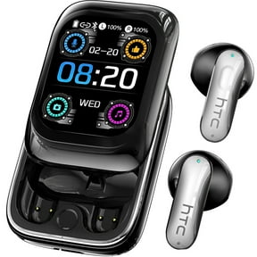 HTC Wireless Earbuds,Bluetooth 6.0 Ear Buds, AI Translator Earbud witch Smart Screen ENC Noise Cancelling Mic Clear Sports Earbud IP6 Waterproof Headphones for Workout sports