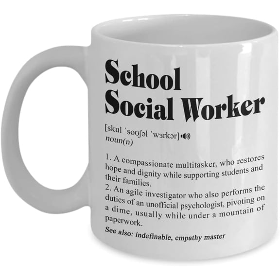HTDesigns School Social Worker Definition Mug - School Social Worker Gift - Mug For Social Work Graduation - Social Worker Mug - Coffee Mug Social Worker - Student Social Worker 11oz, White