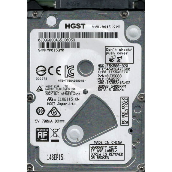 HTE545032A7E680 P/N: 0J39683 MLC: DA6513 China HGST 320GB