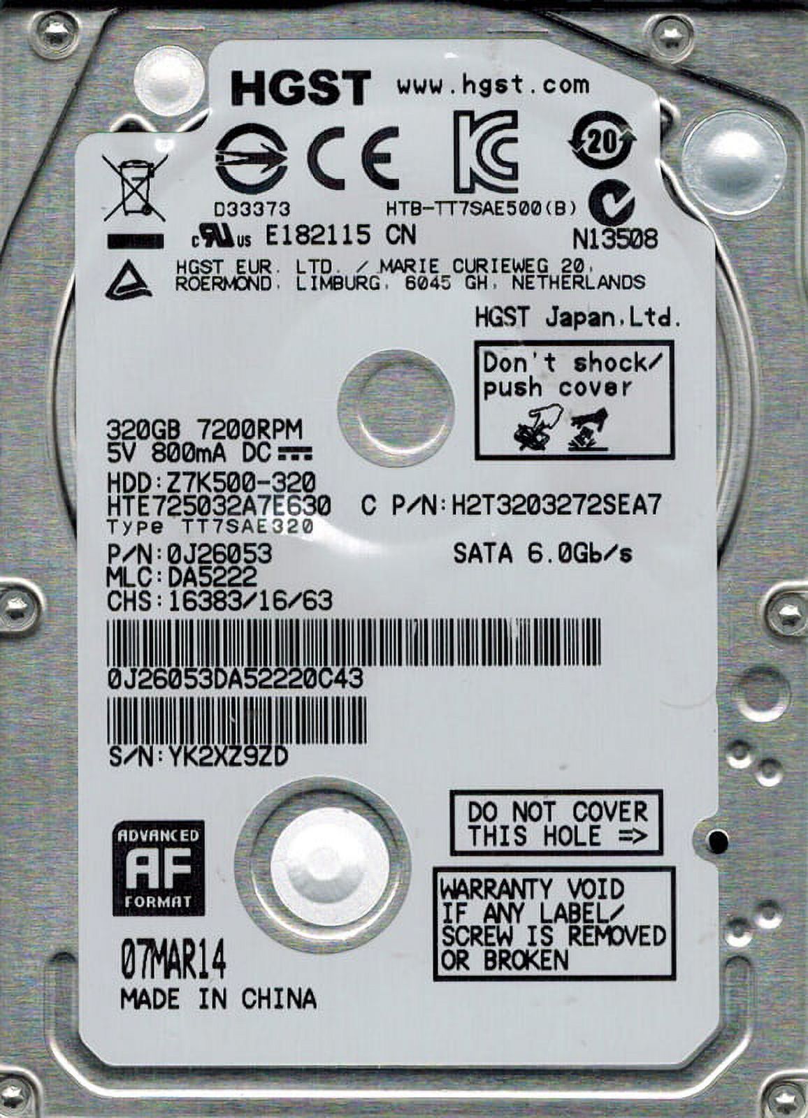 輸入品・未使用】HTE725032A7E630 P/N: 0J26053 MLC: DA5222 HGST