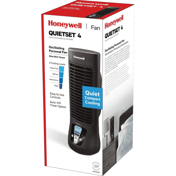 HTF210B Oscillating Personal Fan with Quiet Operation and 4 Levels of Power