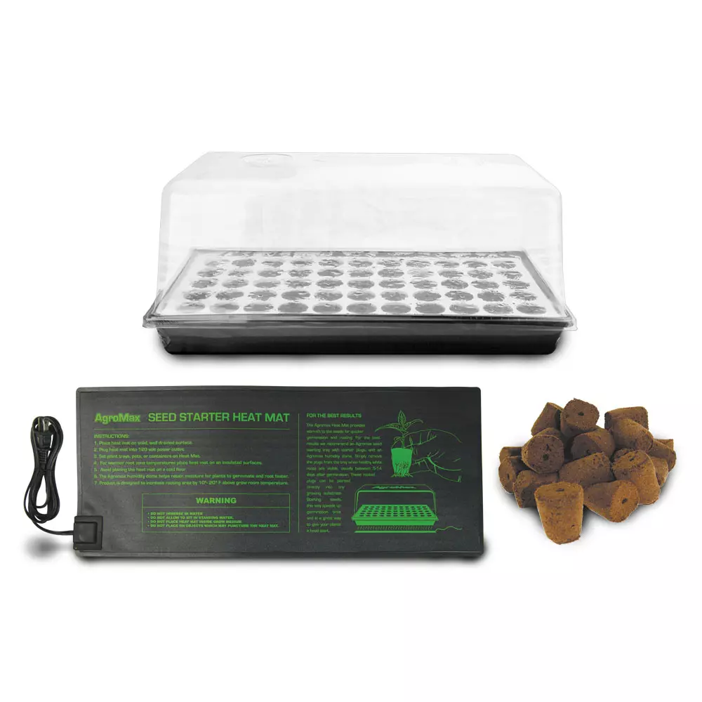 HTG Supply Floating Seed Starter Germination Kit with Tall Humidity Dome, Root Plugs & Heat Mat