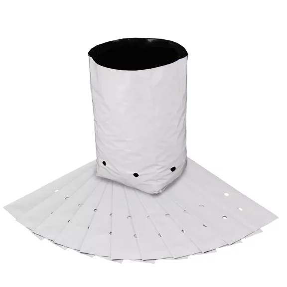 HTG Supply Indoor/Outdoor 1-Gallon Poly White Grow Bag Planters - 100-Pack