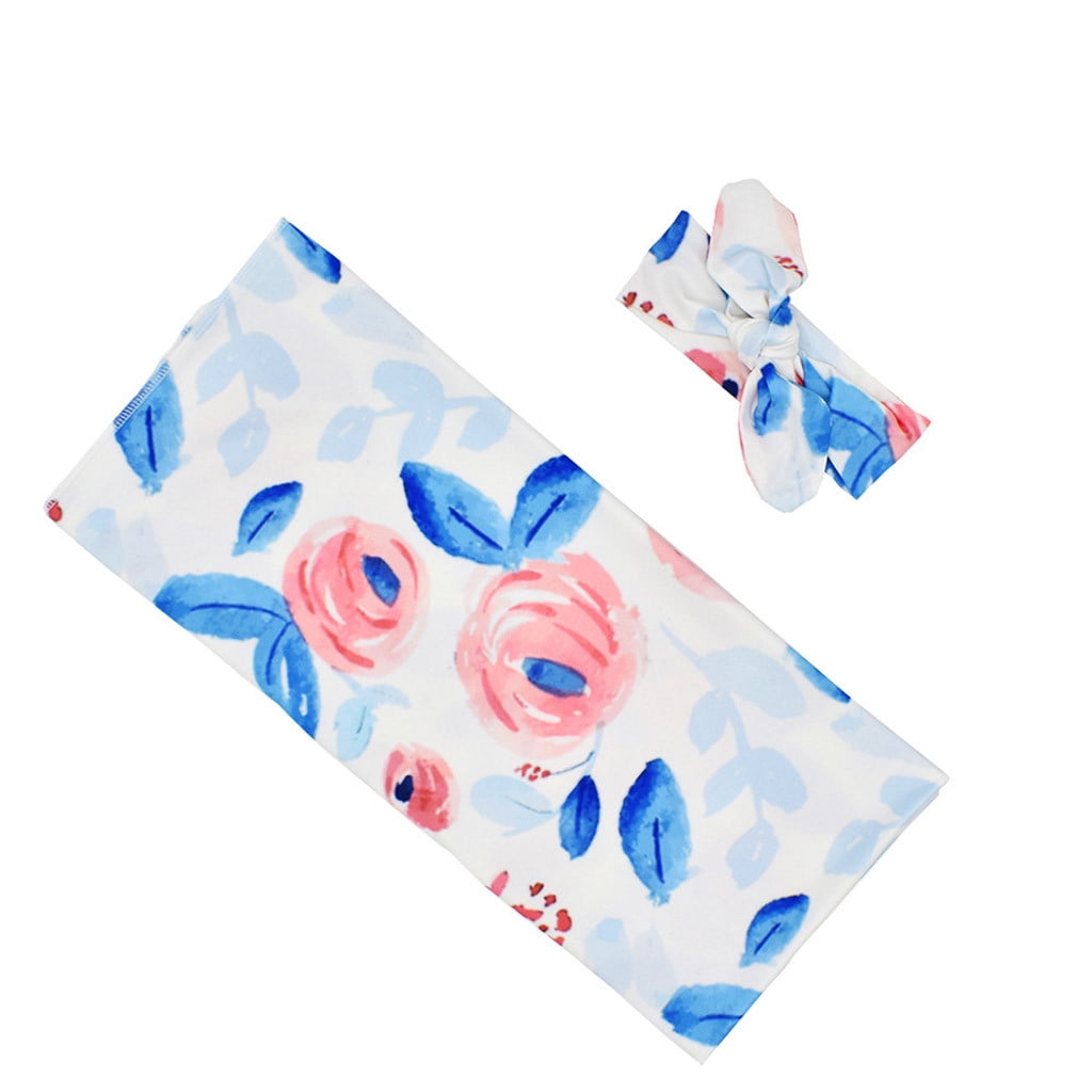 RATIVE Newborn Baby Swaddle Blanket Set With Headband Or Cap – 33.5" Square, 4-Way Stretch For Unisex Infants 0-3 Months - View #8