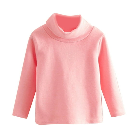 HTGFGMGW Toddler Girl Pullover Sweater Turtleneck Sweater Solid Shirt Kids Hoodie Long Sleeve T Shirt Pink-a 11-12 Years
