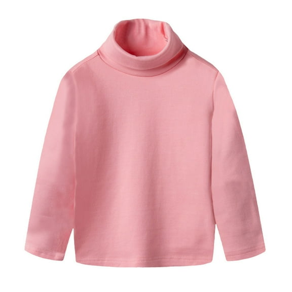 HTGFGMGW Toddler Girl Pullover Sweater Turtleneck Sweater Solid Shirt Kids Hoodie Long Sleeve T Shirt Pink-b 4-5 Years