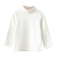thumbnail image 1 of HTGFGMGW Toddler Girl Pullover Sweater Turtleneck Sweater Solid Shirt Kids Hoodie Long Sleeve T Shirt White-a 4-5 Years, 1 of 5