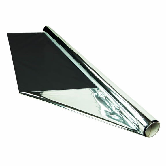 HTGSupply 25 Foot by 4 Foot Reflective Mylar On Black Poly Roll, 2-Mil
