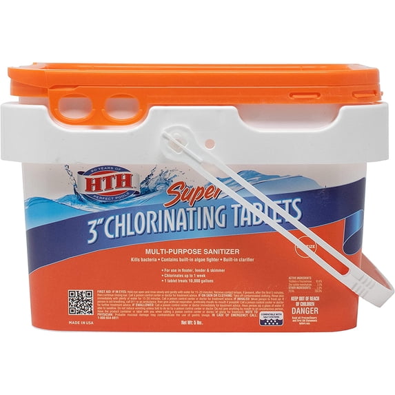 HTH 42042 Super 3" Tablets Swimming Pool Chlorine, 5 lbs