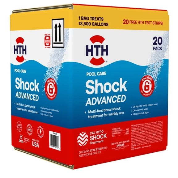 HTH 52044 Swimming Pool Shock Advanced and Test Strips 1 Pound (Pack of 20)